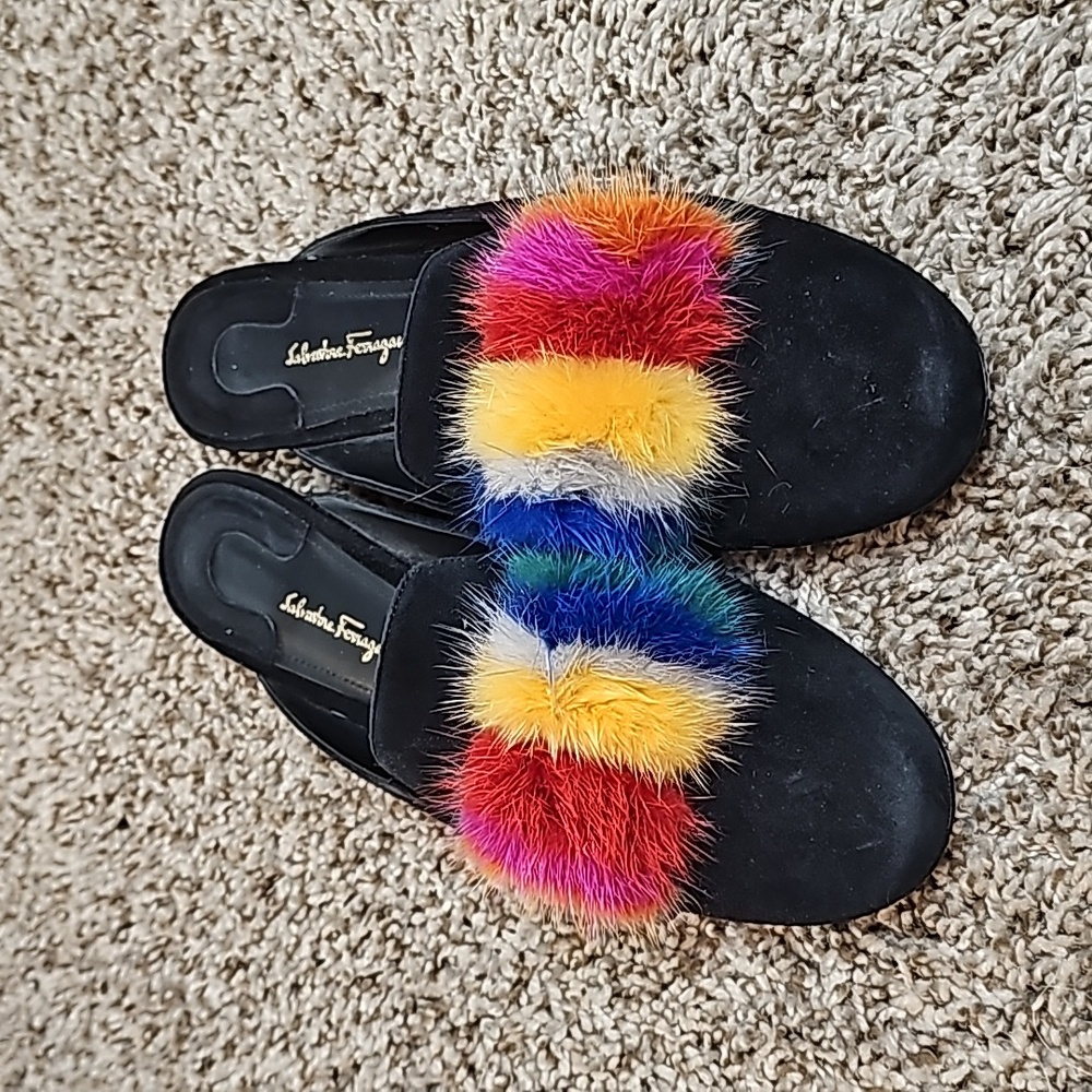 Salvatore Ferragamo fur mules